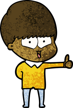 Bir insan tarafından çizilmiş mutlu çocuk çizgi filmi.