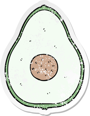 Bir insan tarafından çizilmiş Avokado çizgi filminin sıkıntılı çıkartması.