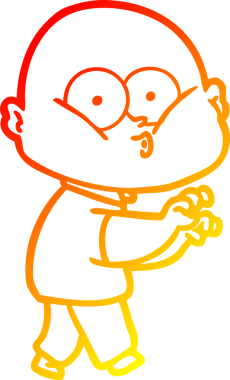 Bir insan tarafından çizilmiş kel bir adamın sıcak çizgi çizimi.