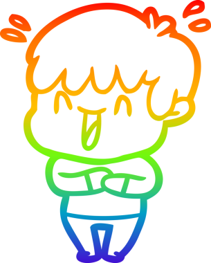 Gökkuşağının gradyan çizimi bir insan tarafından çizilmiş bir çizgi film karakteri.