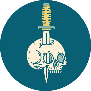 Bir insan tarafından çizilmiş bir kafatasının ikonik dövme şekli