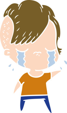 Bir insan tarafından çizilmiş düz renkli karikatür.