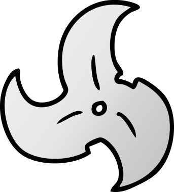 Bir insan tarafından çizilmiş tek bir ninja yıldızının gradyan karalaması.