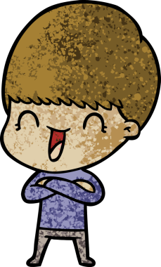 Bir insan tarafından çizilmiş mutlu çizgi film çocuğu.