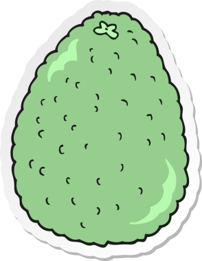 Bir insan tarafından çizilmiş Avokado çizgi filminin çıkartması.