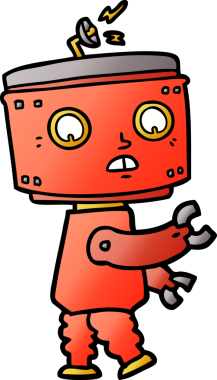 Bir insan tarafından çizilmiş çizgi film robotu