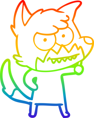 Bir insan tarafından çizilmiş sırıtan tilki çizgi çizimi.