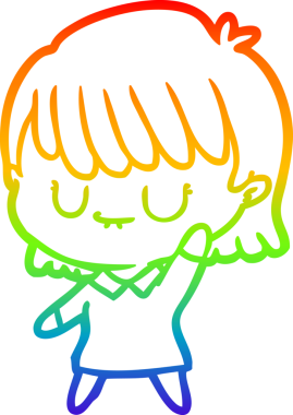 gökkuşağı gradyan çizimi bir insan tarafından çizilmiş bir karikatür kadın