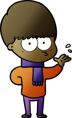 Bir insan tarafından çizilmiş sinirli çizgi film çocuğu.