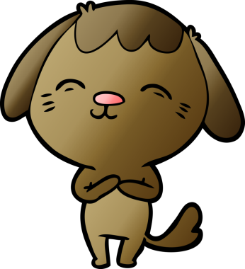 Bir insan tarafından çizilmiş mutlu çizgi film köpeği.