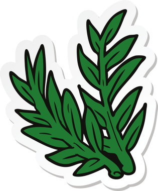 Bir insan tarafından çizilmiş karikatür bitkisinin çıkartması.