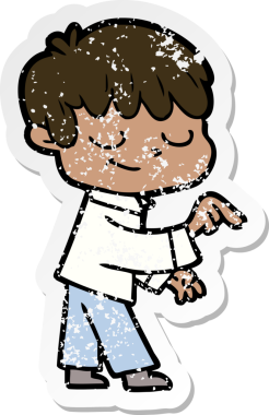 Bir insan tarafından çizilmiş mutlu bir çocuğun sıkıntılı çıkartması.