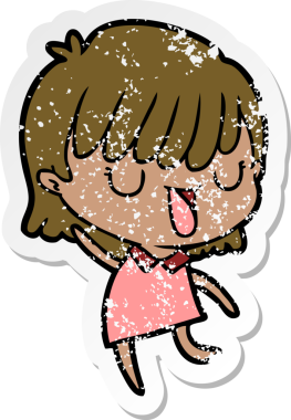 Bir insan tarafından çizilmiş karikatür bir kadının sıkıntılı çıkartması.