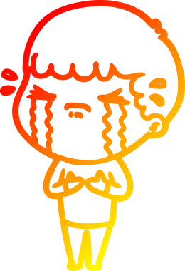 Bir insan tarafından çizilmiş ağlayan bir çizgi film karakteri çizimi.