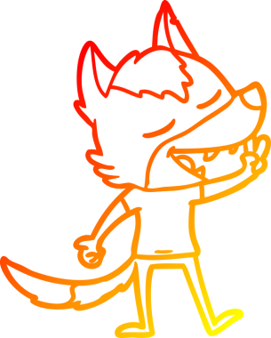 Bir insan tarafından çizilen barış işaretini veren çizgi bir kurt çizimi.