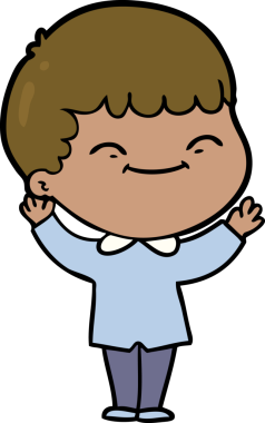 Bir insan tarafından çizilmiş mutlu çocuk çizgi filmi.