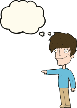 çizgi film mutlu adam bir insan tarafından çizilen düşünce baloncuğu ile işaret