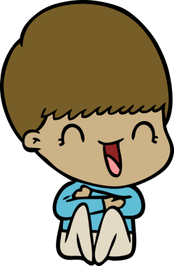 Bir insan tarafından çizilmiş mutlu çizgi film çocuğu.