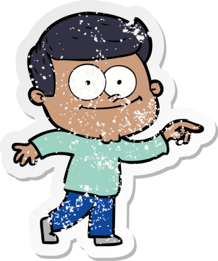 Bir insan tarafından çizilmiş mutlu bir adamın sıkıntılı çıkartması.