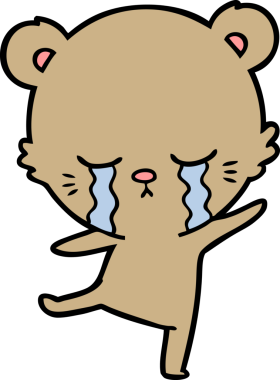 Bir insan tarafından çizilmiş ağlayan çizgi film ayısı.