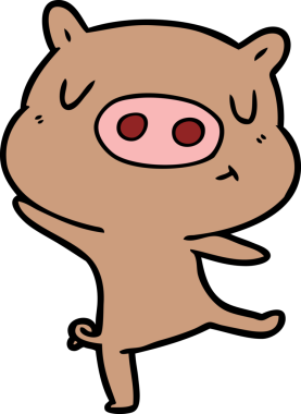 Bir insan tarafından çizilmiş domuz dansı.