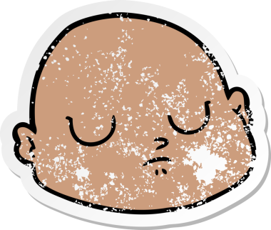 Bir insan tarafından çizilmiş kel bir adamın sıkıntılı çıkartması.