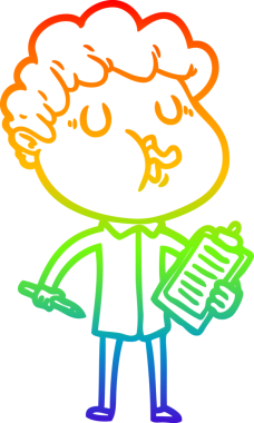 Gökkuşağı gradyan çizimi bir insan tarafından çizilmiş bir çizgi film karakteri.