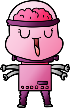 Bir insan tarafından çizilmiş mutlu çizgi film robotu