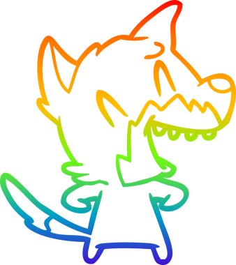 Bir insan tarafından çizilmiş gülen tilki çizgi filmi.