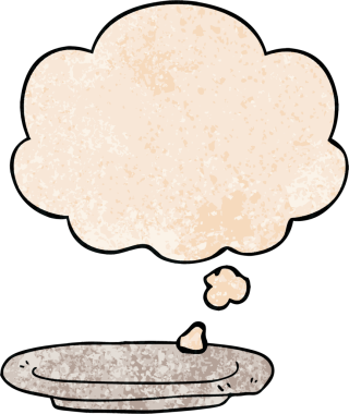 bir insan tarafından çizilmiş grunge desen biçiminde düşünce baloncuğu olan çizgi film levhası