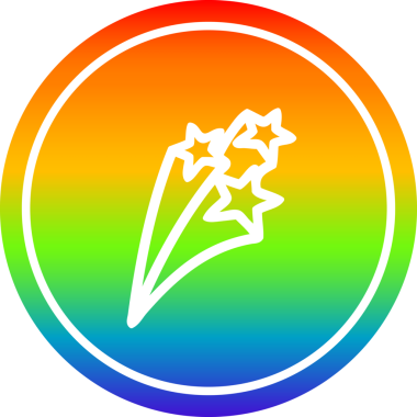 bir insan tarafından çizilmiş gökkuşağı gradyanı olan dairesel yıldız simgesi kayıyor