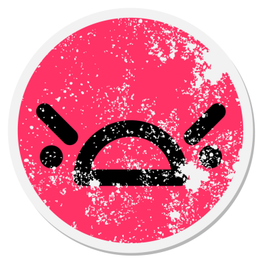 kızgın yüz dairesel etiketi bir insan tarafından çizilmiş.