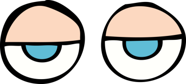 Bir insan tarafından çizilmiş çizgi film gözleri.