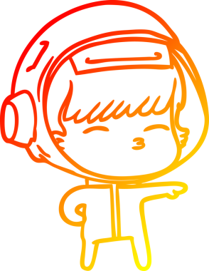 Bir insan tarafından çizilen çizgi film meraklısı astronotun sıcak gradyan çizimi