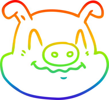 Gökkuşağı gradyan çizgi çizimi Bir insan tarafından çizilmiş domuz yüzü