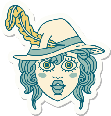 Bir insan tarafından çizilmiş bir ozan karakterinin çıkartması.