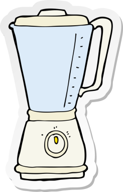 Bir insan tarafından çizilmiş karikatür mutfak mikserinin çıkartması.