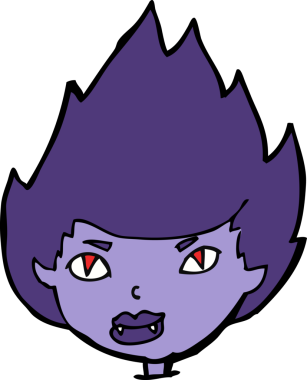 Bir insan tarafından çizilmiş vampir kafası.