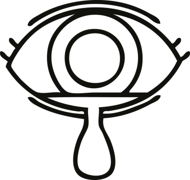 Bir insan tarafından çizilmiş ağlayan göz karikatürü.