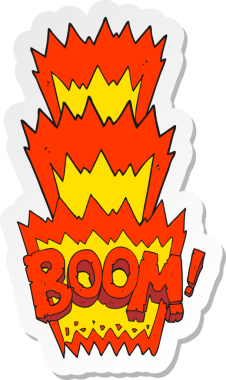 Bir insan tarafından çizilmiş bir çizgi film patlama sembolünün etiketi.
