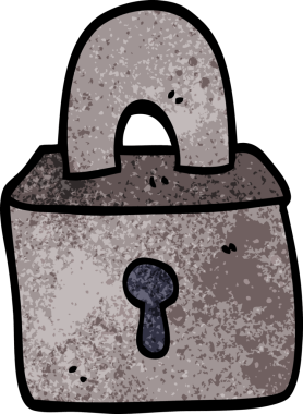 Bir insan tarafından çizilmiş karikatür asma kilit.