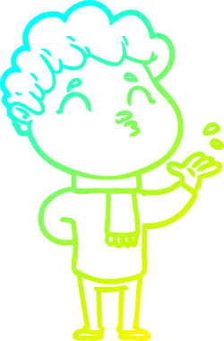 Bir insan tarafından çizilmiş soğuk çizgi film karakteri çizimi.