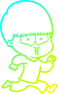 Bir çizgi film karakteri çizen soğuk çizgi bir insan tarafından çizilmiş mutlu çocuk.