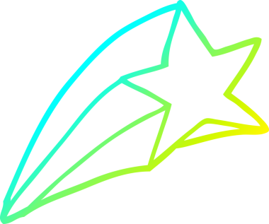 Bir insan tarafından çizilmiş bir çizgi film yıldızının soğuk gradyan çizimi.