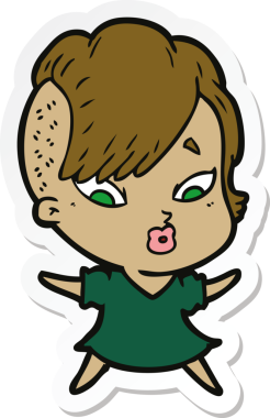 Bir insan tarafından çizilmiş bir karikatür çıkartması.