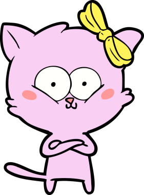 Bir insan tarafından çizilmiş çizgi film kedisi.