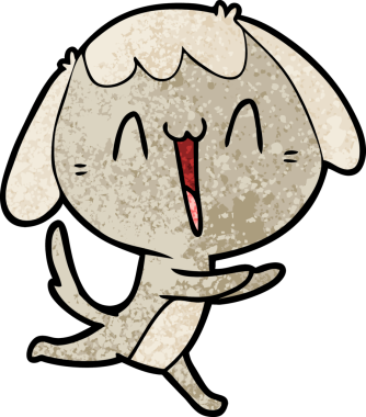 Bir insan tarafından çizilmiş şirin bir çizgi film köpeği.