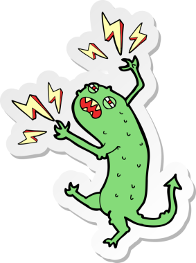 Bir insan tarafından çizilmiş küçük bir canavarın çıkartması.