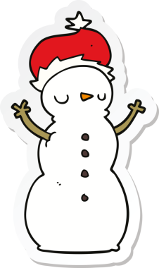 Bir insan tarafından çizilmiş bir kardan adamın çıkartması.