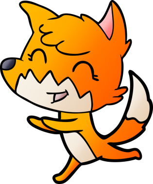 Bir insan tarafından çizilmiş mutlu çizgi film tilkisi.